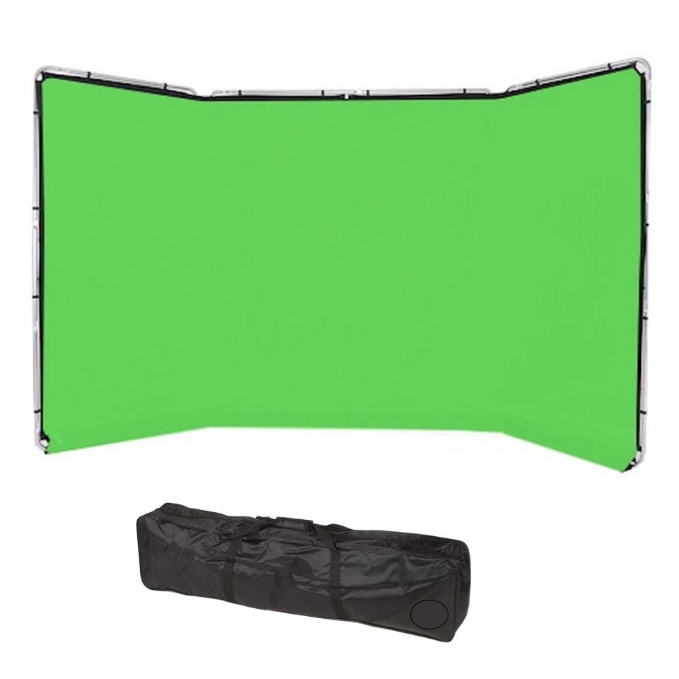 Fundal verde pentru ecranare chroma key, cu cadru, plus husă neagră pliată