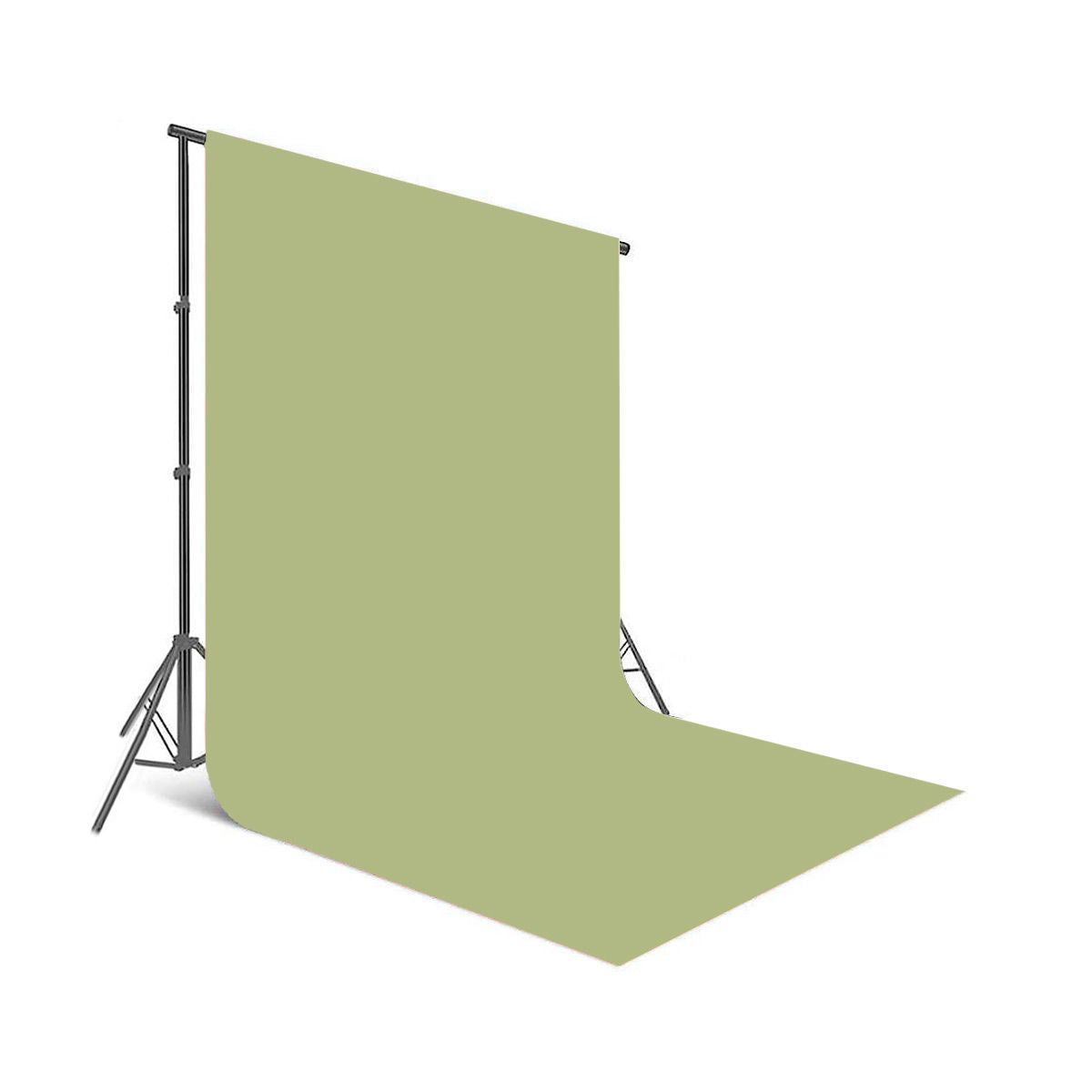 Green seamless photo backdrop backdrop paper, curved edge and folded section visible