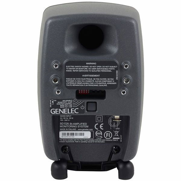 Boxă de monitor de studio Genelec, spate cu panou de conexiuni și comenzi