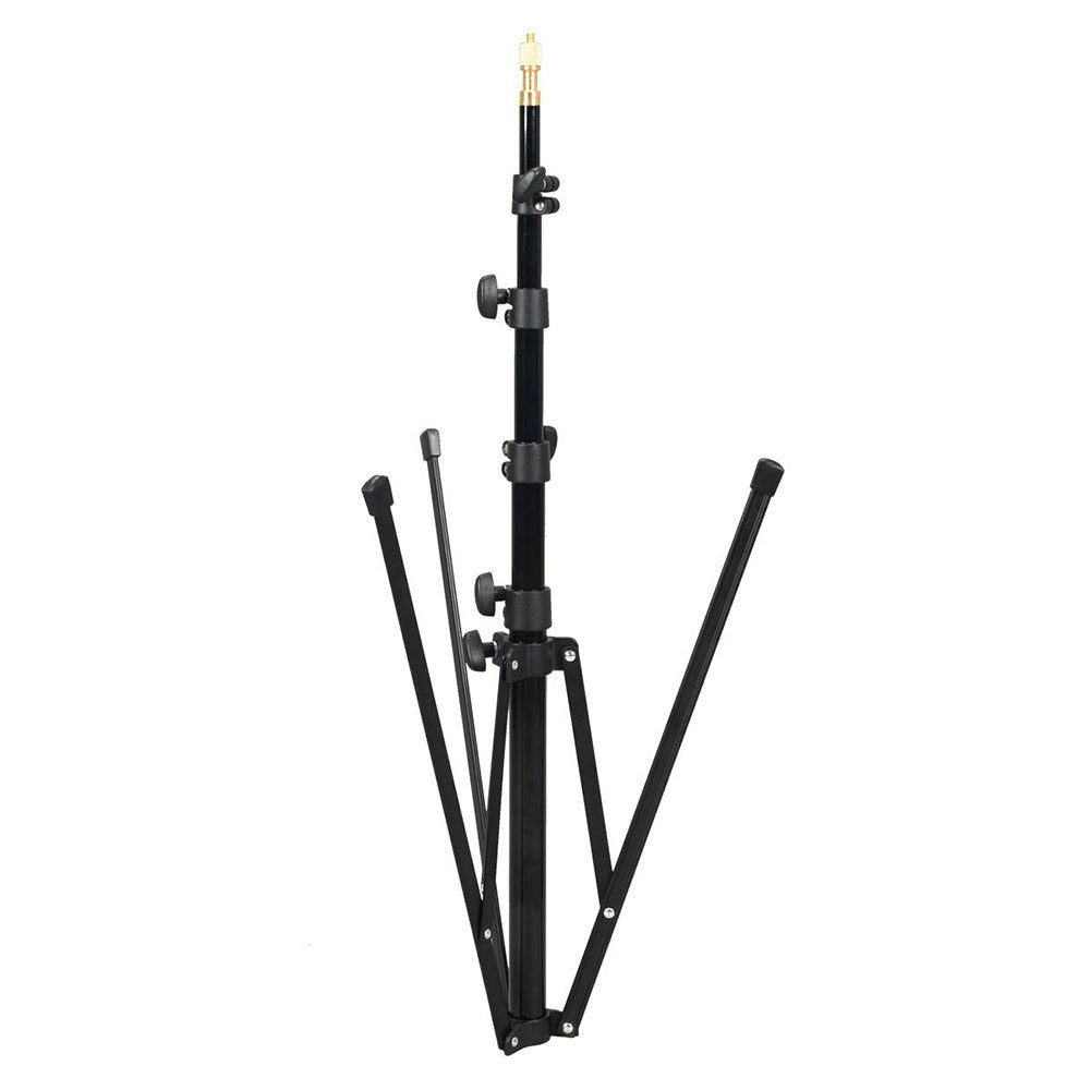 Photo light stand with reversible legs, up to 2.1m height, black