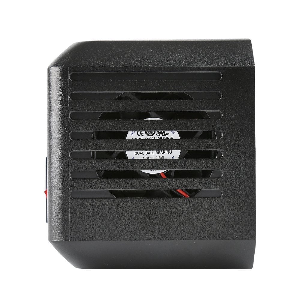 AD-AC power unit front vent grille with cooling slats and internal fan area