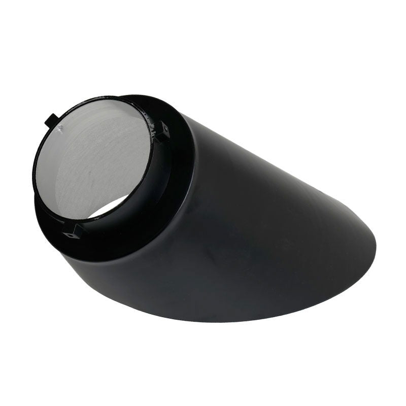 Black reflector hood with silver interior surface and Bowens-style mount