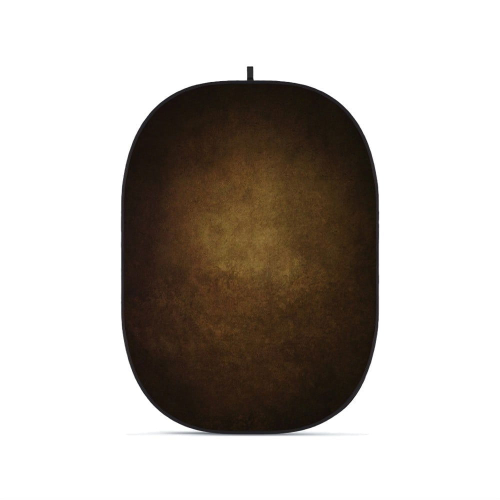 Flexible oval backdrop, dark brown textured surface with top hanging loop