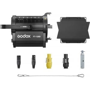 Godox F7-120BI K1 Lampa LED Fresnel 120W Bi-color cu Montare pe Yoke