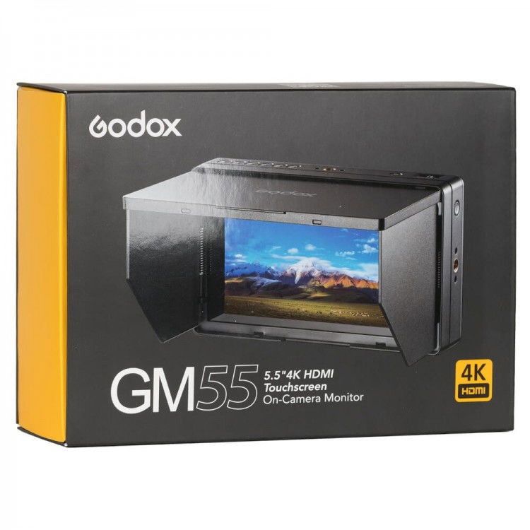 GM55 5.5-inch 4K HDMI touchscreen on-camera monitor retail box