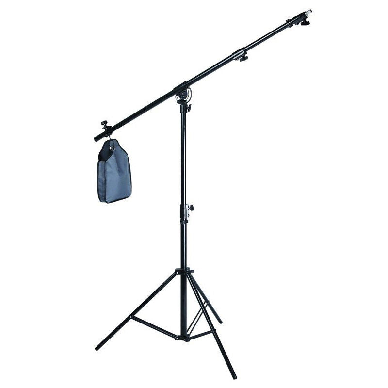 LB02 light stand with boom arm and carry bag, adjustable tripod base