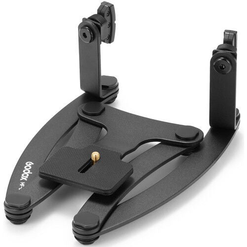 Suport pentru blit MF12 cu talpă și cleme de prindere, hardware metalic, culoare închisă