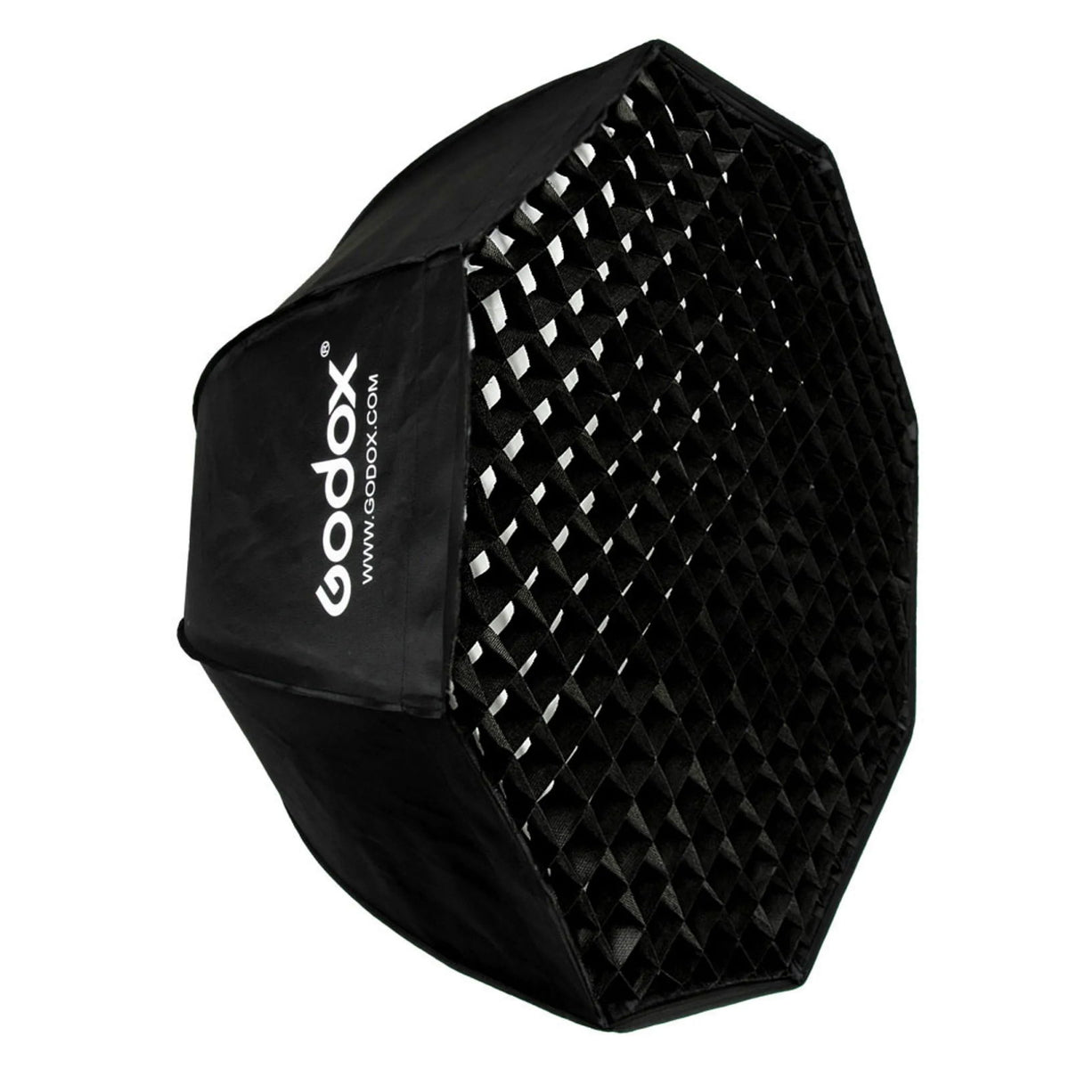 Black 95 cm octabox softbox with grid, octagonal light modifier, Bowens mount