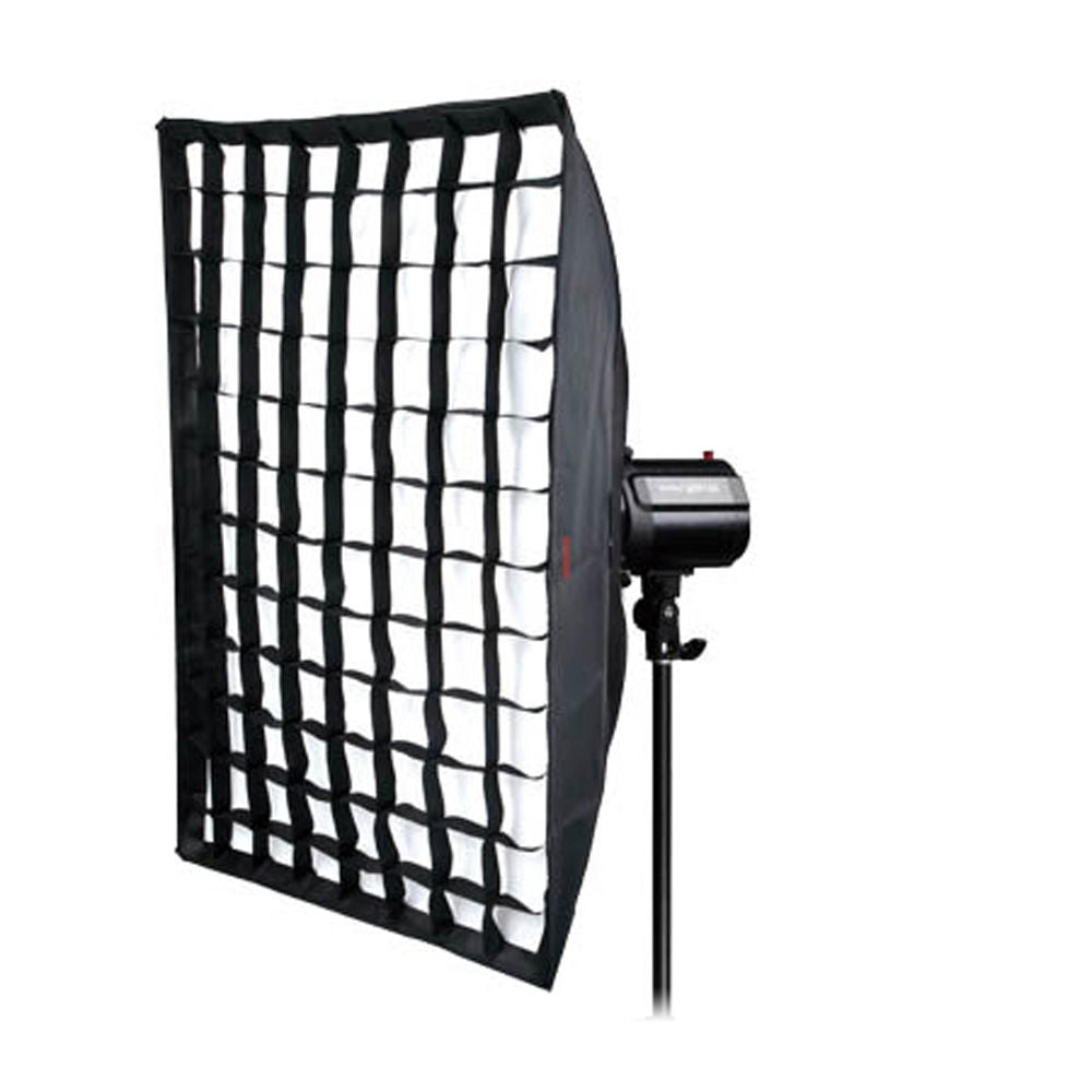 Grid softbox panel with black frame and internal grid for studio lighting