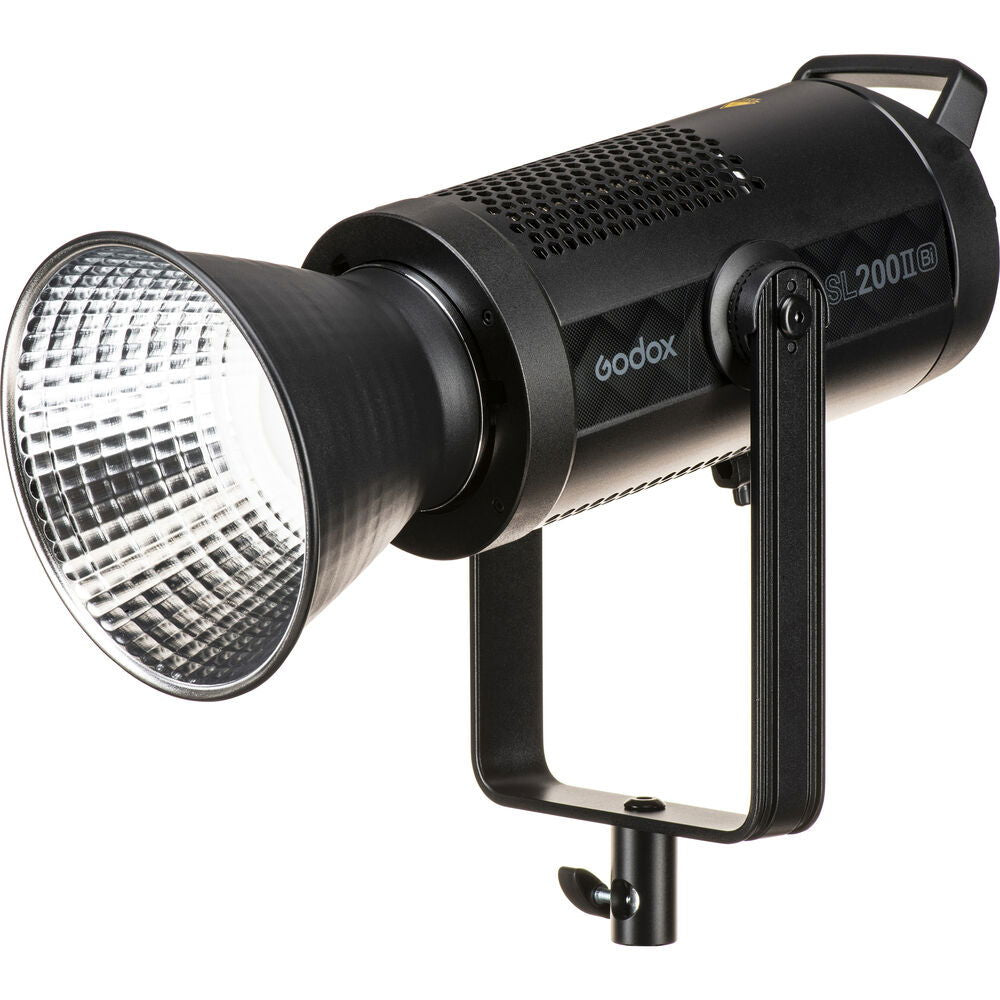 SL200IIBi bicolor LED light with front grid reflector and Bowens mount