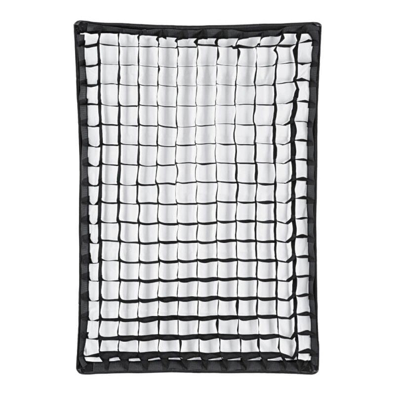 Bowens softbox with grid, 80x120cm, black frame and white interior panels