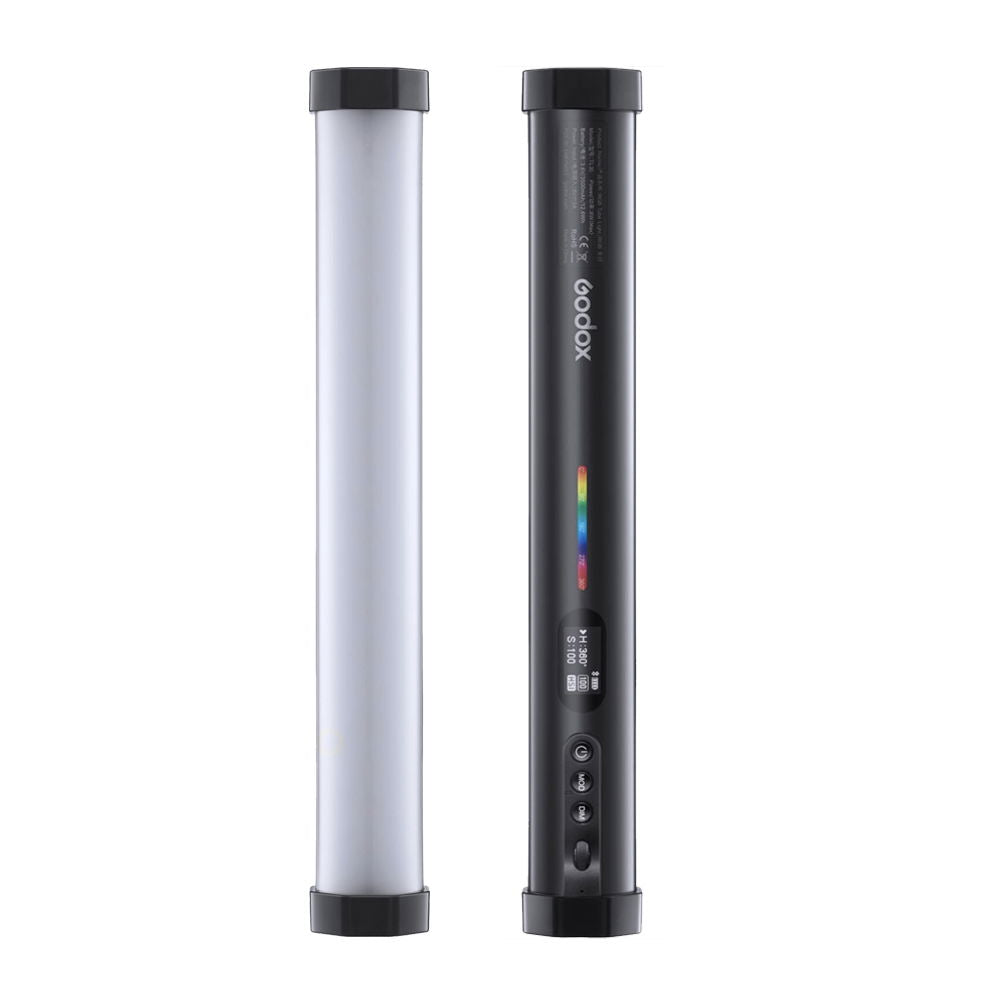 TL30 RGB LED tubular light, silver tube with black control-side panel