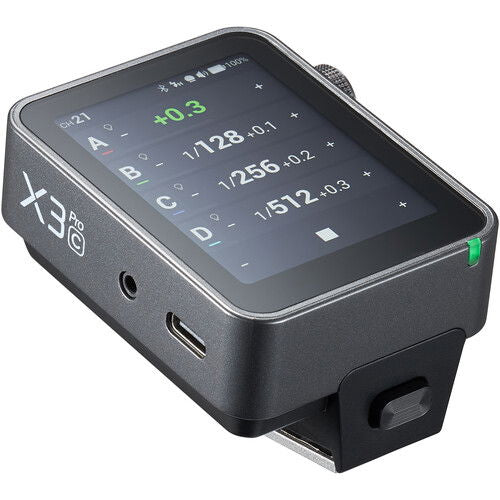 Transmițător Godox X3PRO nano pentru Canon, ecran LCD și port USB, carcasă neagră