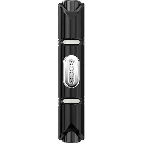 Black wireless USB‑C microphone transmitter with sound grille, front view