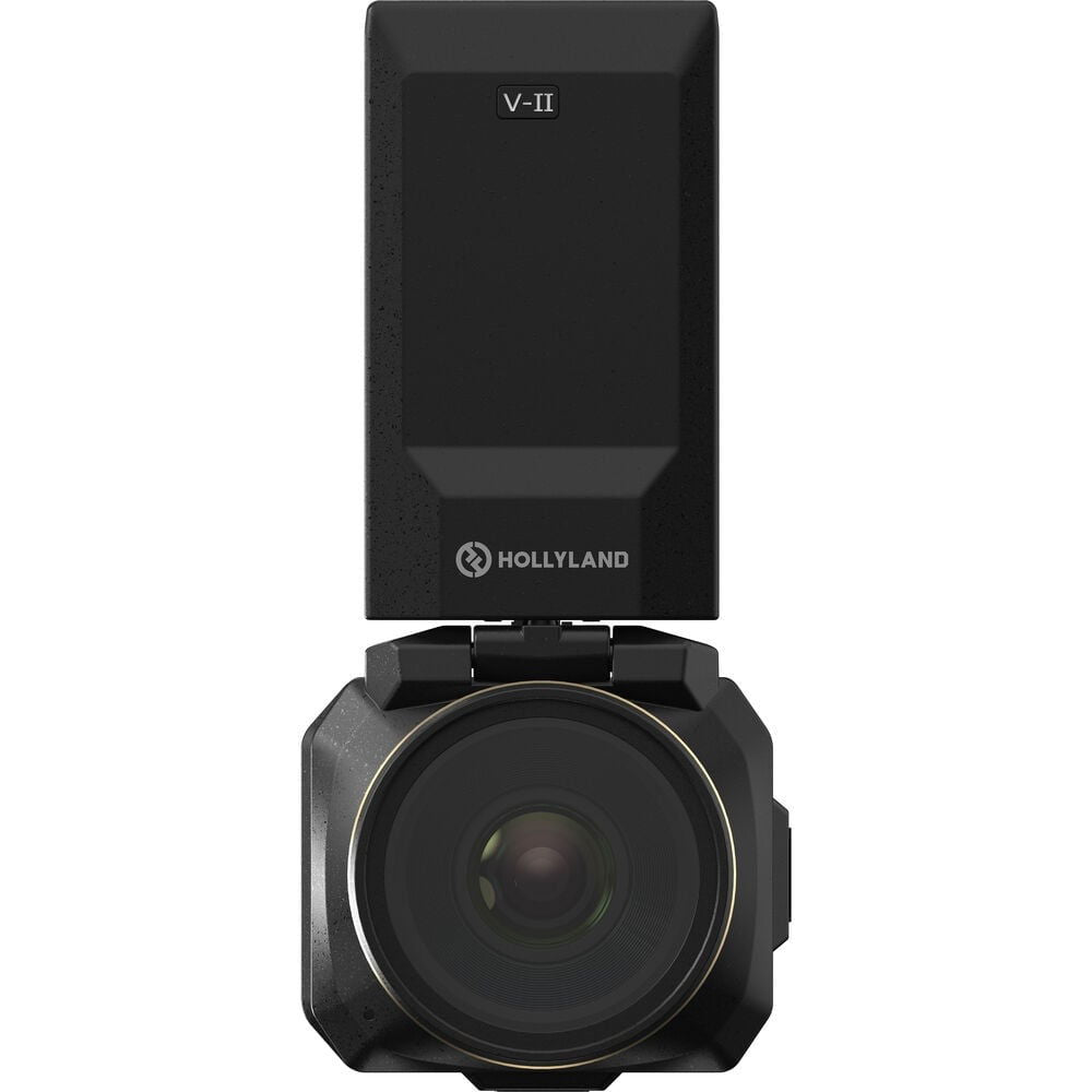 VenusLiv V2 livestream camera front view with lens and rear screen, black