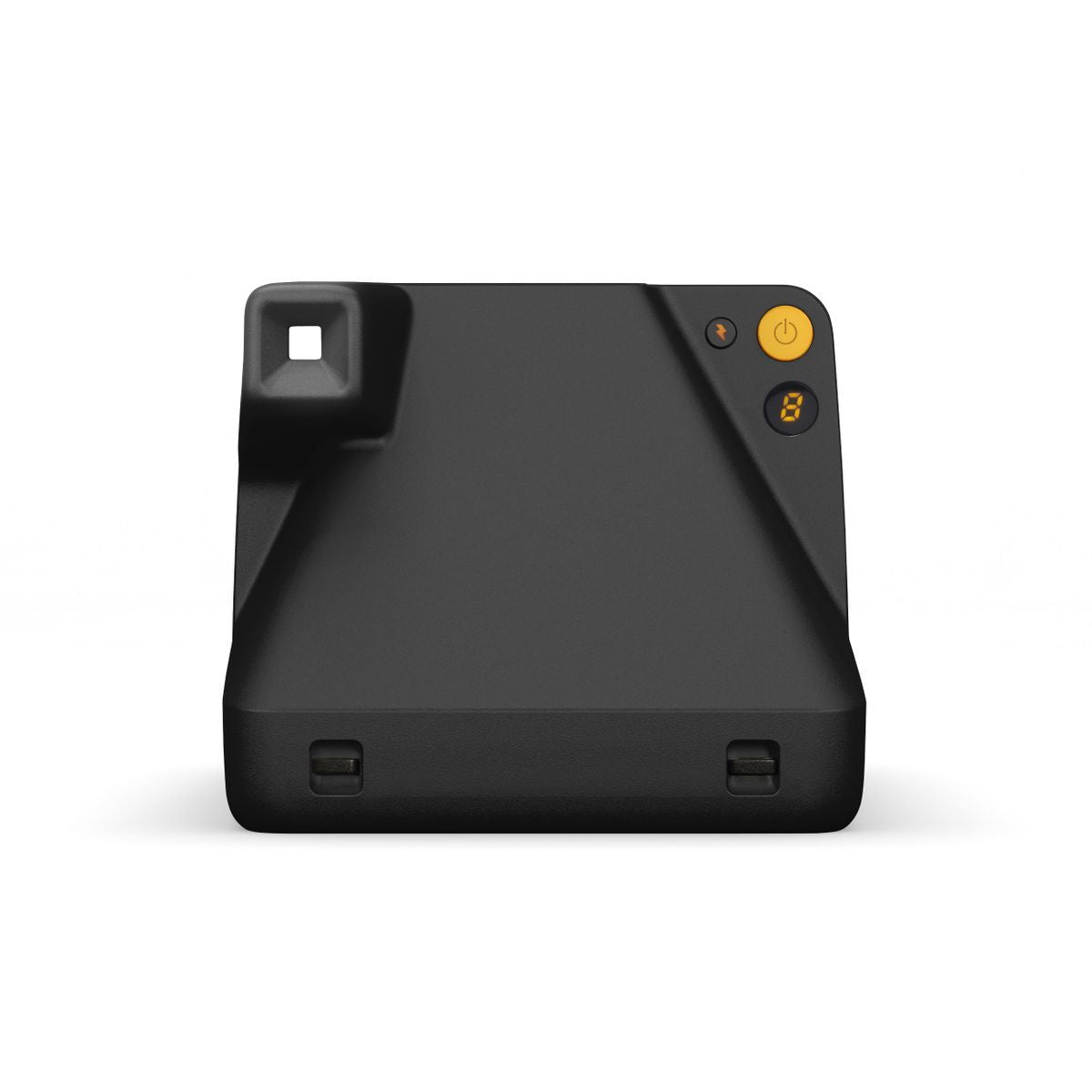 Black instant film camera back with display window and power/indicator lights