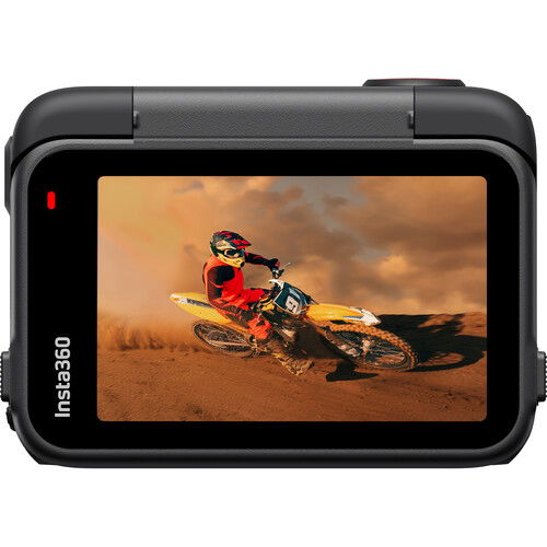Front-facing action camera with large display and side button controls