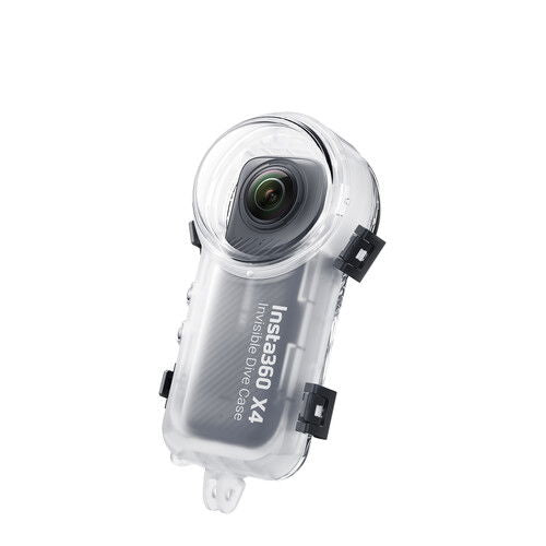 Carcasă dive transparentă pentru Insta360 X4, cu lentilă și cleme laterale
