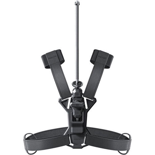 Third-person backpack mount with black harness straps and center clamp base