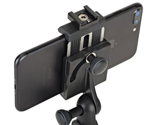 Suport smartphone cu manetă de prindere și trepied flexibil, vedere laterală