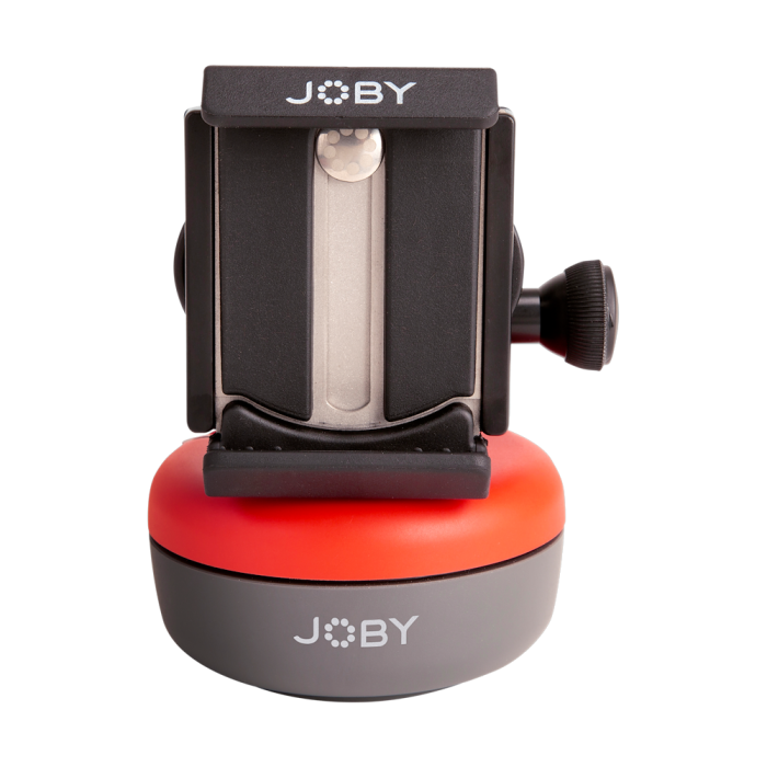 Suport telefon Joby 360 panoramic, cap rotativ roșu și clemă neagră
