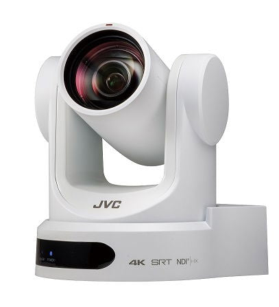 White PTZ NDI/HX camera with 12x zoom lens and swiveling head