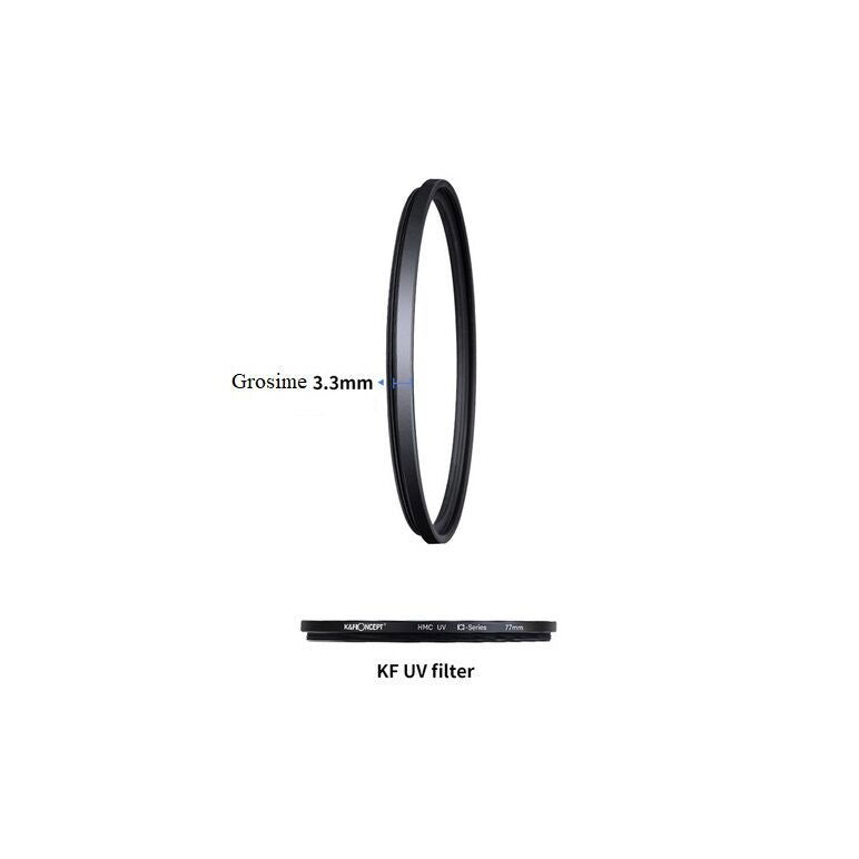 Slim UV filter ring, black frame, 3.3 mm thickness, round 40.5mm filter