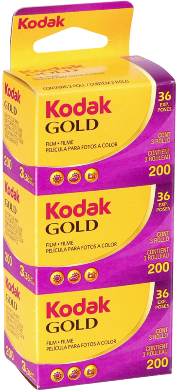 Kodak Gold 135 color film, 36 exposures, 3 rolls in a boxed pack