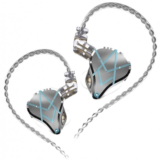 Căști in-ear KZ Acoustics ASX argintiu, cablu împletit, accente albastre