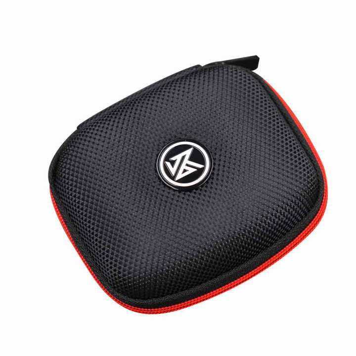 Carcasă pentru căști Kz Acoustics, neagră, texturată, cu logo și bordură roșie