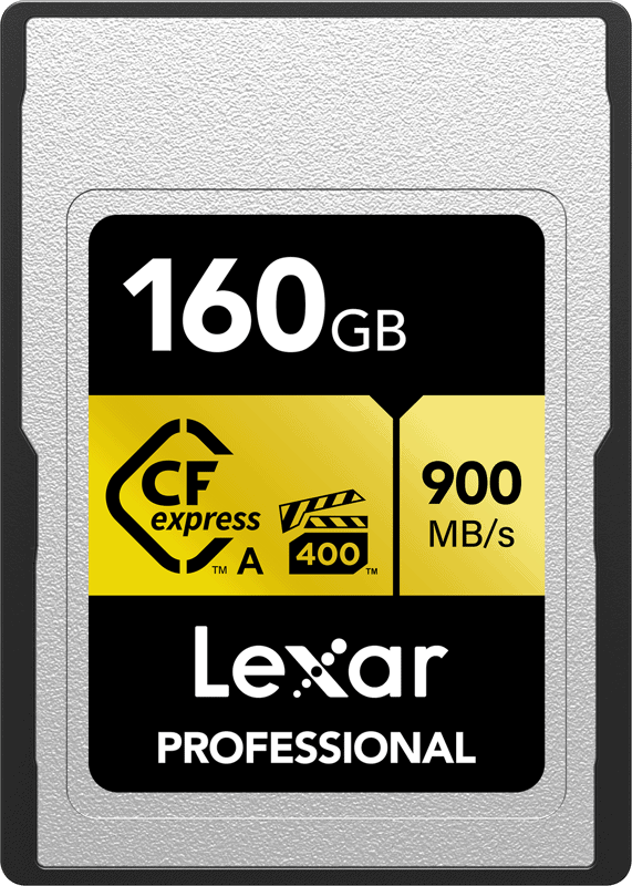 160GB CFexpress Type A card, 900 MB/s read, 400 write (Professional).
