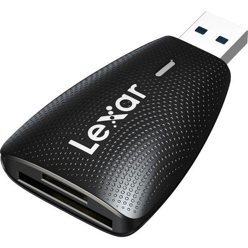 Black USB 3.1 multi card reader with dual card slots and rounded edges