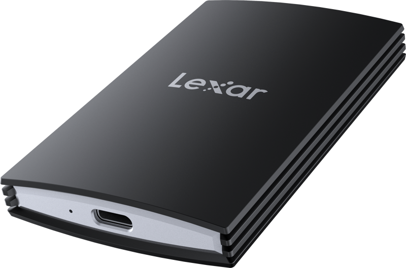 Lexar SL700 Armor portable SSD, dark gray front edge with USB-C port visible