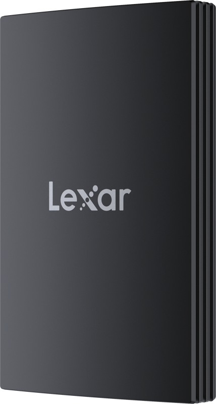 Lexar SL700 Armor portable SSD side view, dark gray with ribbed edge details