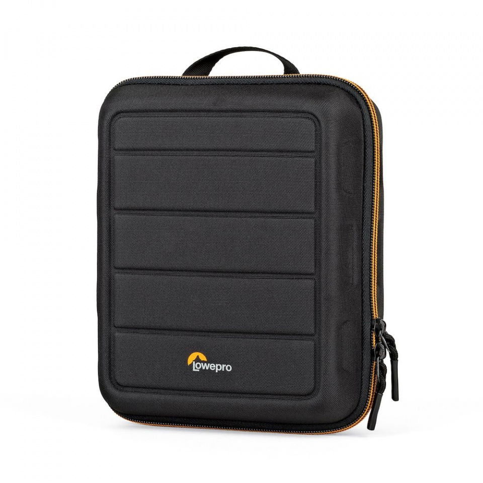 Husă dură neagră Lowepro pentru GoPro, cu mâner și compartimentare frontală