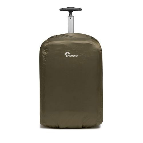 Olive protective cover for rolling camera backpack with telescoping handle