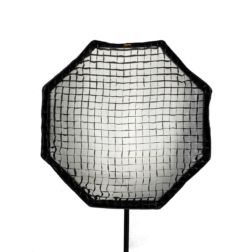 Octa softbox grid attachment with black mesh frame and white grid surface