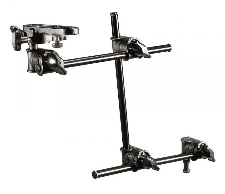 Braț articulat Manfrotto 196B-3 cu adaptor, prinderi duble și tije metalice negre