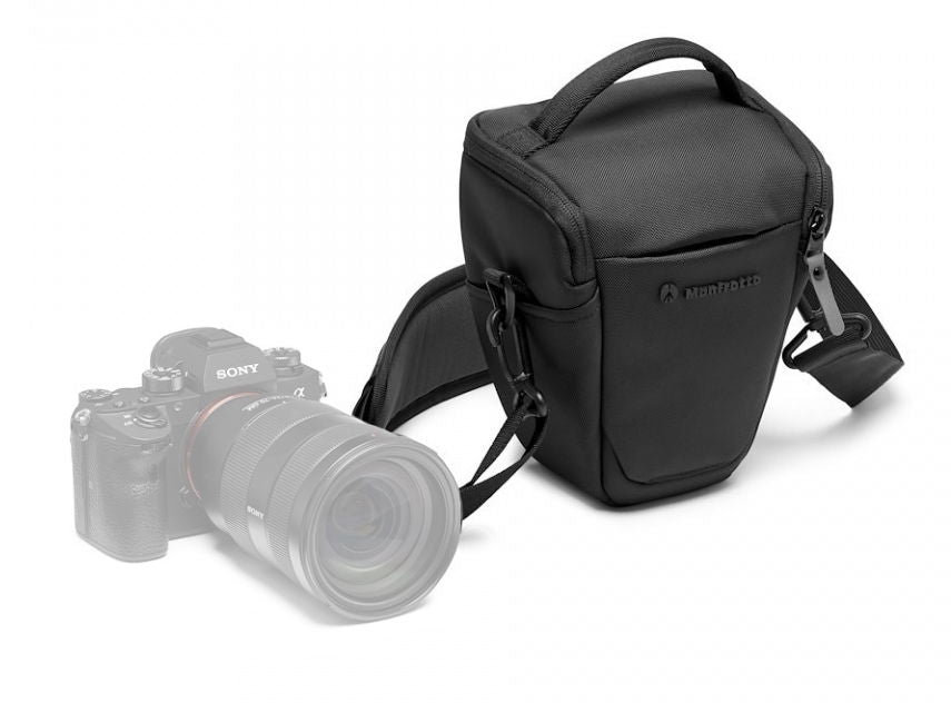 Geantă foto holster Manfrotto MA3-H-M, neagră, cu curea și fermoar lateral