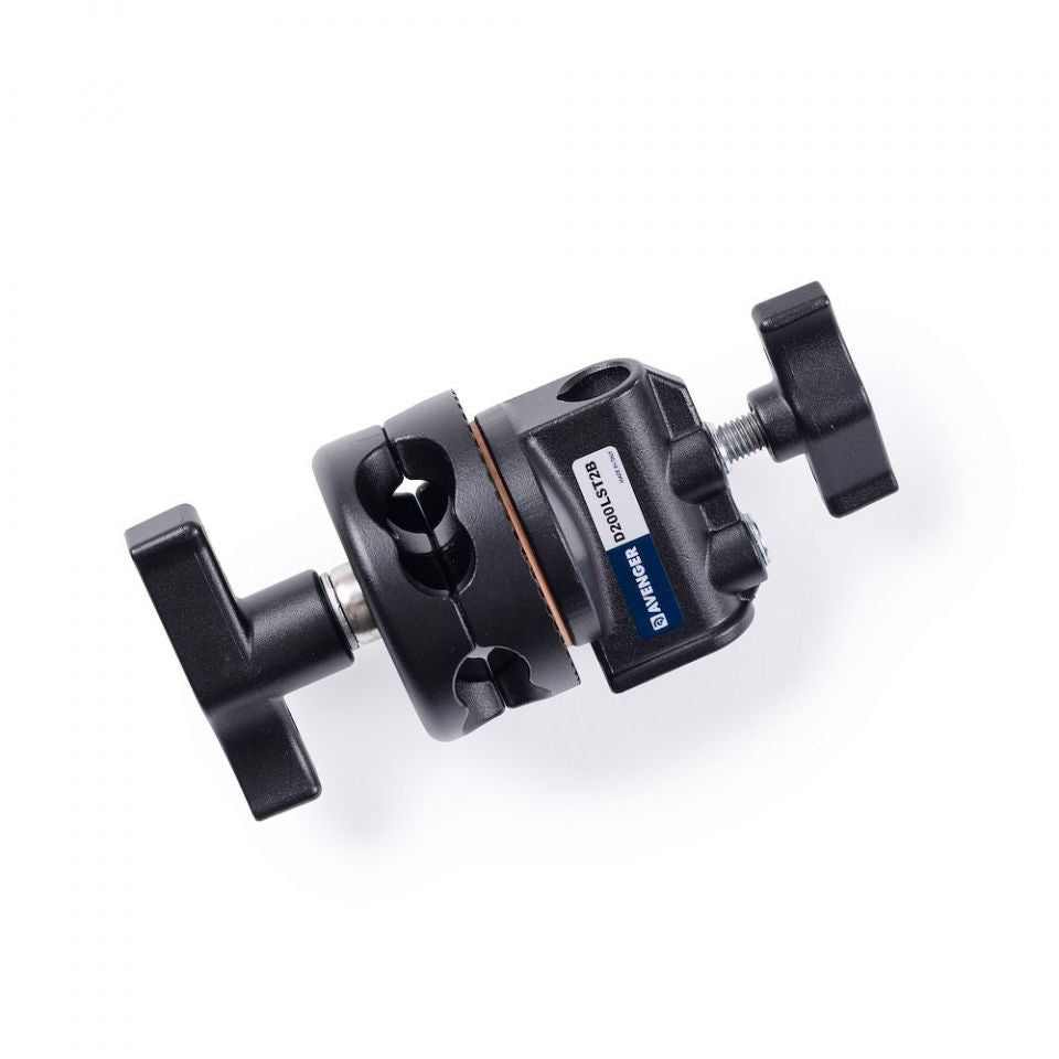 Black scrim clamp mount with adjustment knobs and center connector