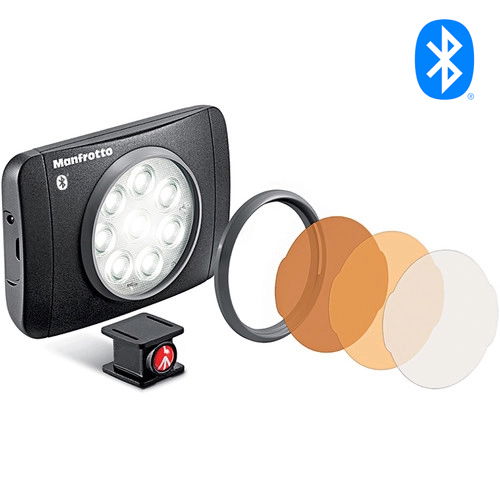 Lumină LED Manfrotto Lumimuse 8 BT, neagră, cap rotund și montură
