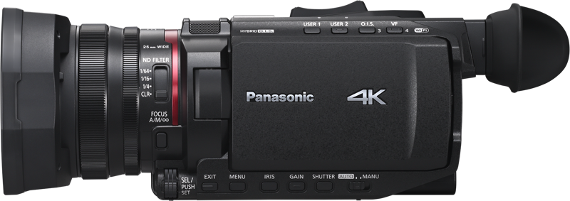 Black 4K camcorder rear with LCD screen and top control area