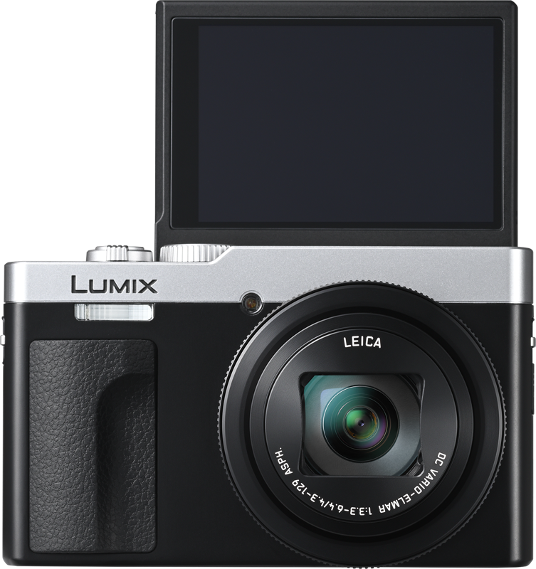 Panasonic Lumix TZ99 compact camera with open LCD screen and Leica lens