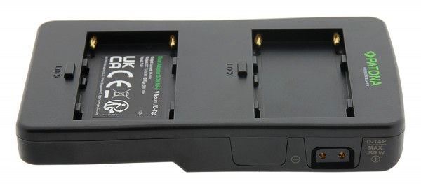 Adaptor Patona V-mount la 2x Sony NP-F, vedere de sus cu locașuri pentru baterii