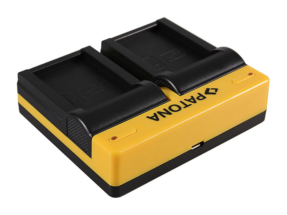 Încărcător dual USB pentru Canon LP-E17, vedere lateral cu port USB