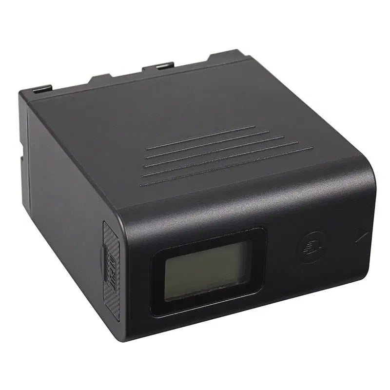 Black power battery with rectangular LCD window and indicator icon