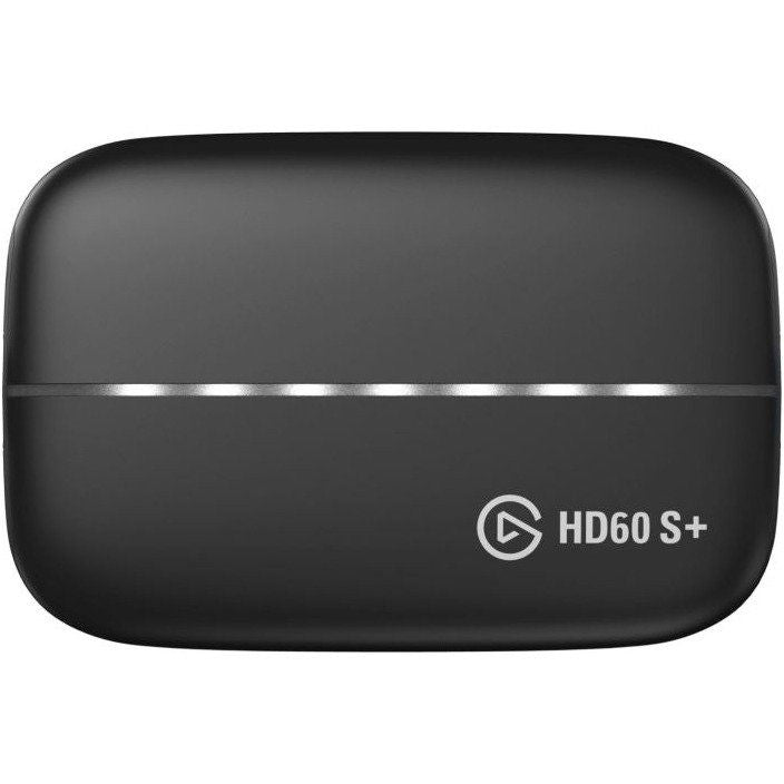 Black HD60 S+ video capture device front, with logo and smooth top