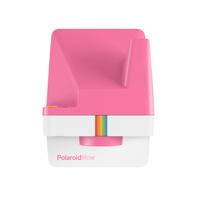 Rose instant camera back with loading slot and rainbow ribbon detail