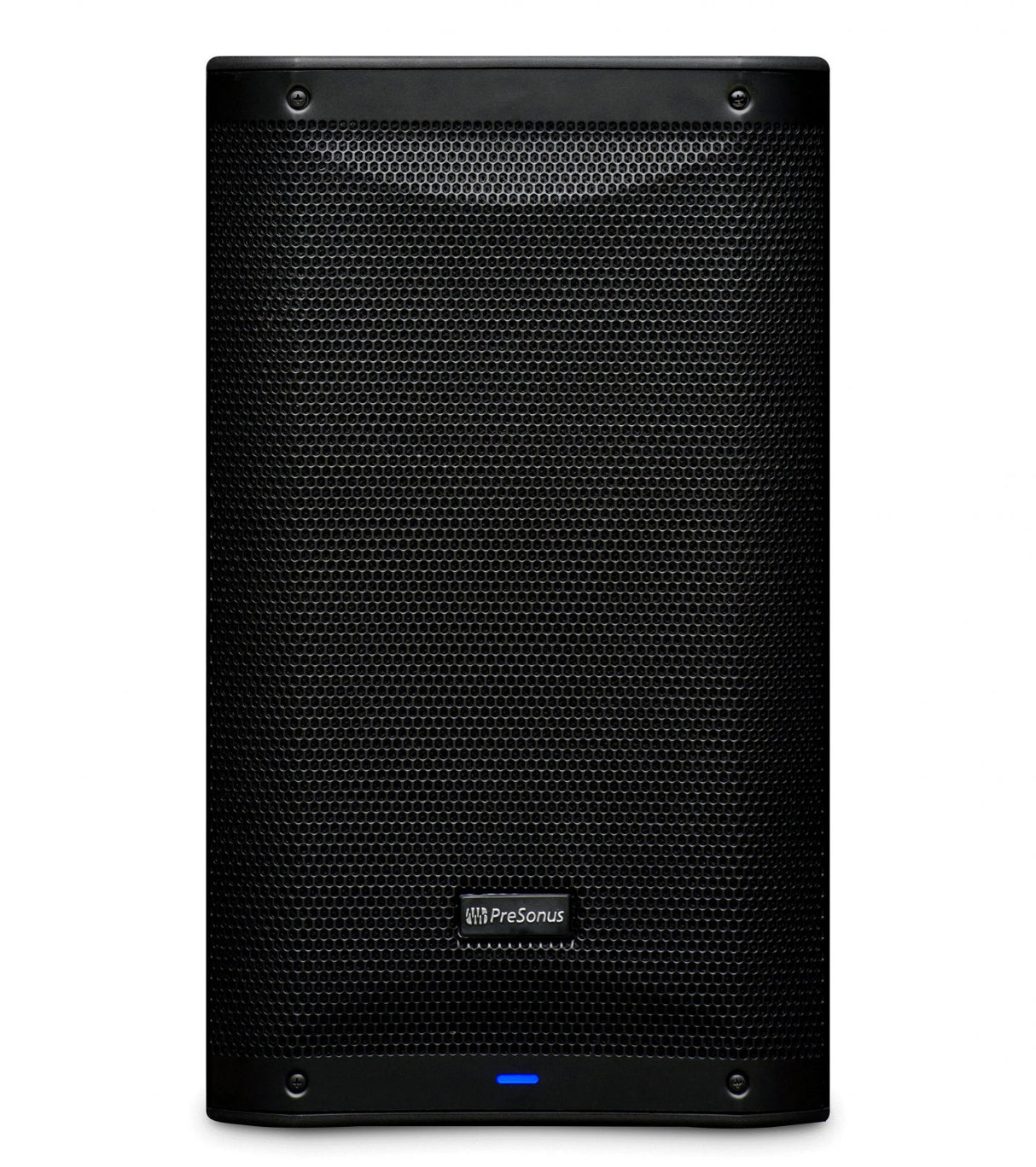 Boxă activă Presonus Air 10, față cu grilaj metalic negru și buton albastru