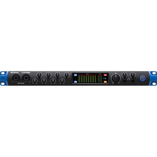 Studio 1824c USB-C audio interface front view with rotary knobs and status display